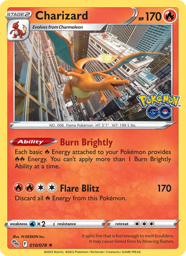 Charizard 010/078  - Holofoil Pokemon GO - Holo Rare