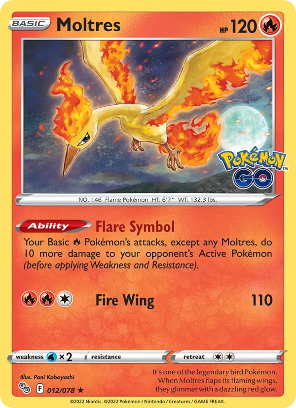 Moltres 012/078  - Holofoil Pokemon GO - Holo Rare