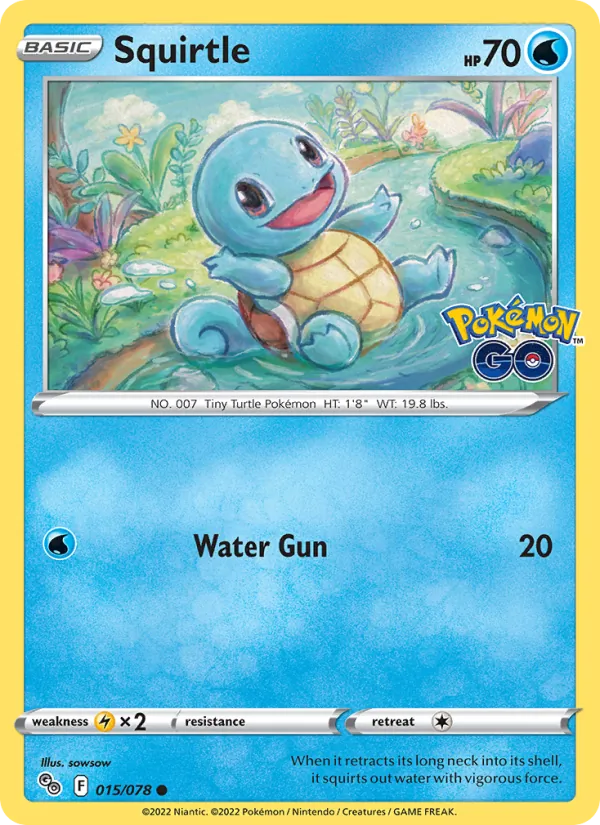 Squirtle 015/078  - Reverse Holofoil Pokemon GO - Common