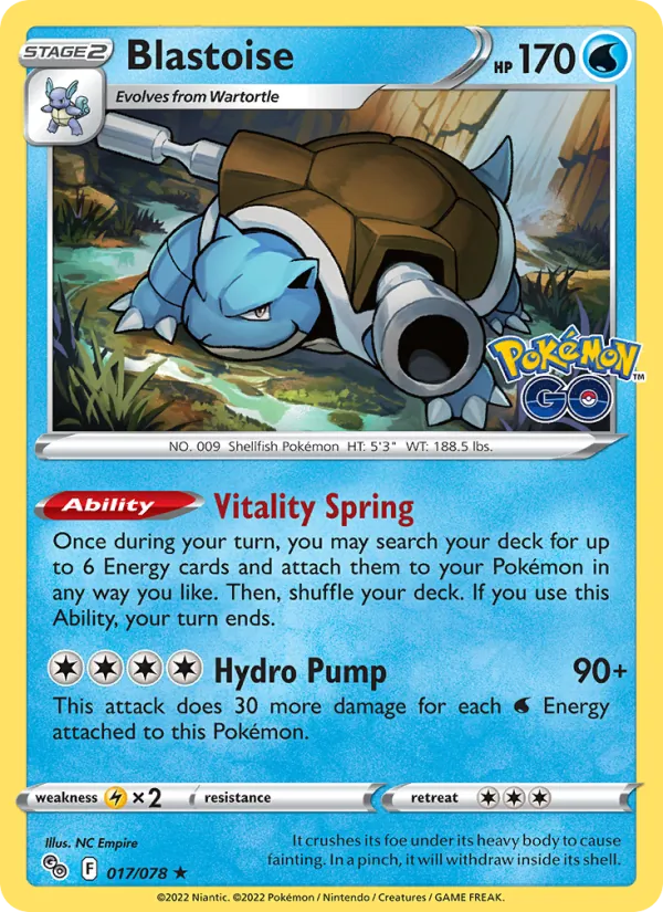 Blastoise 017/078  - Holofoil Pokemon GO - Holo Rare