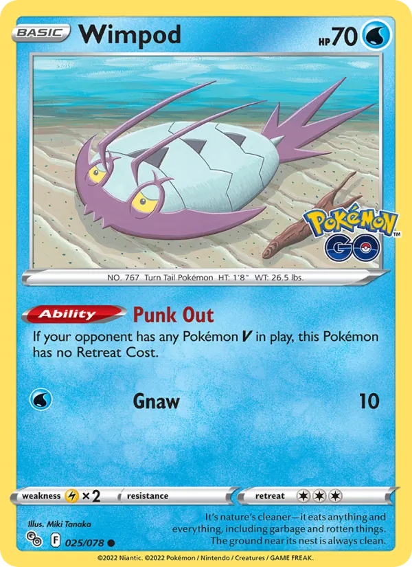 Wimpod 025/078  - Reverse Holofoil Pokemon GO - Common