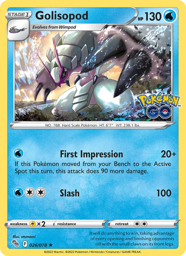 Golisopod 026/078  - Reverse Holofoil Pokemon GO - Holo Rare