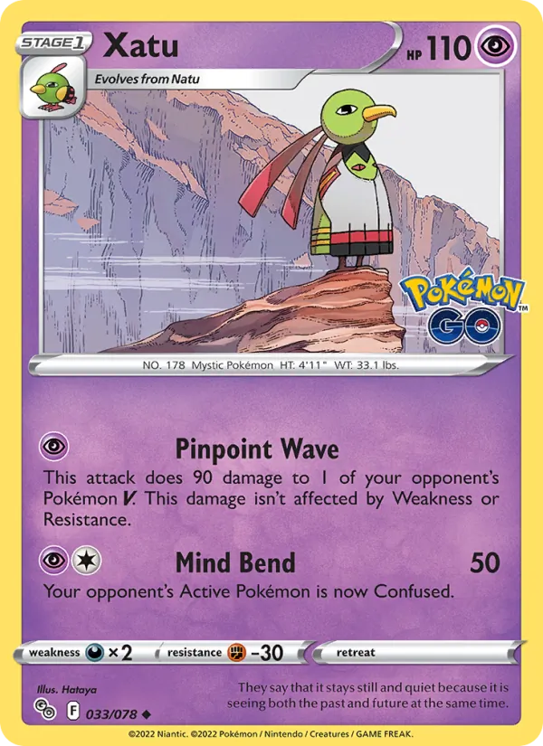 Xatu 033/078  - Reverse Holofoil Pokemon GO - Uncommon