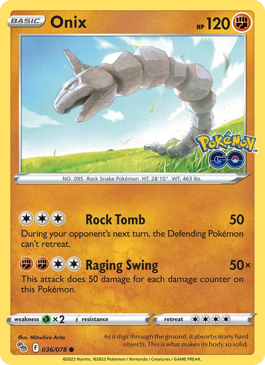 Onix 036/078  - Reverse Holofoil Pokemon GO - Common