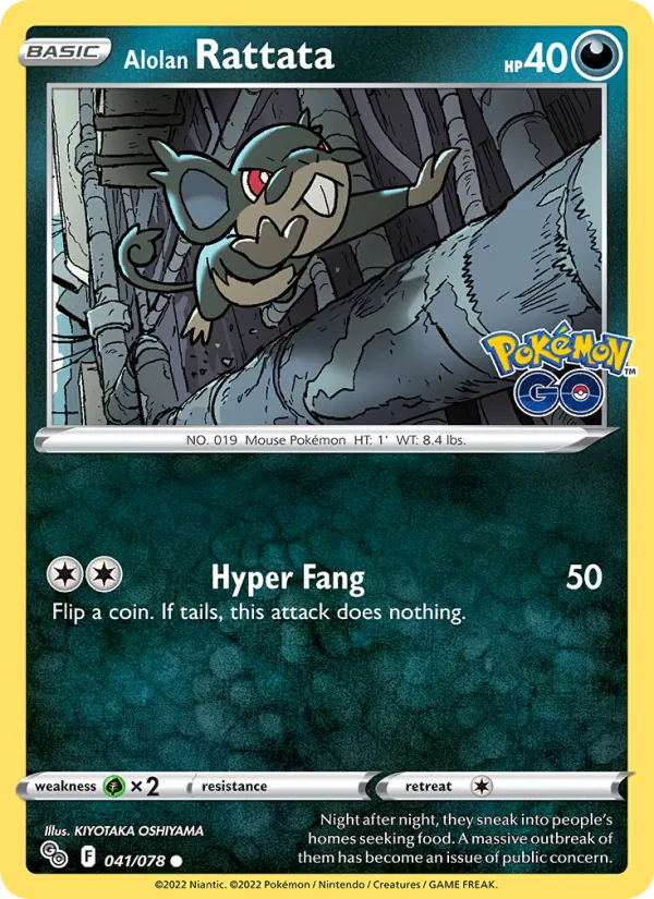 Alolan Rattata 041/078  - Reverse Holofoil Pokemon GO - Common