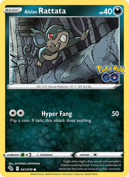 Alolan Rattata 041/078  - Reverse Holofoil Pokemon GO - Common