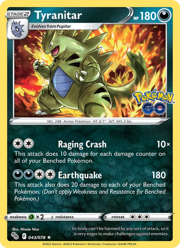 Tyranitar 043/078  - Holofoil Pokemon GO - Holo Rare