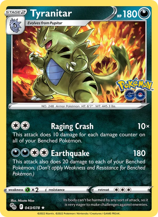 Tyranitar 043/078  - Holofoil Pokemon GO - Holo Rare