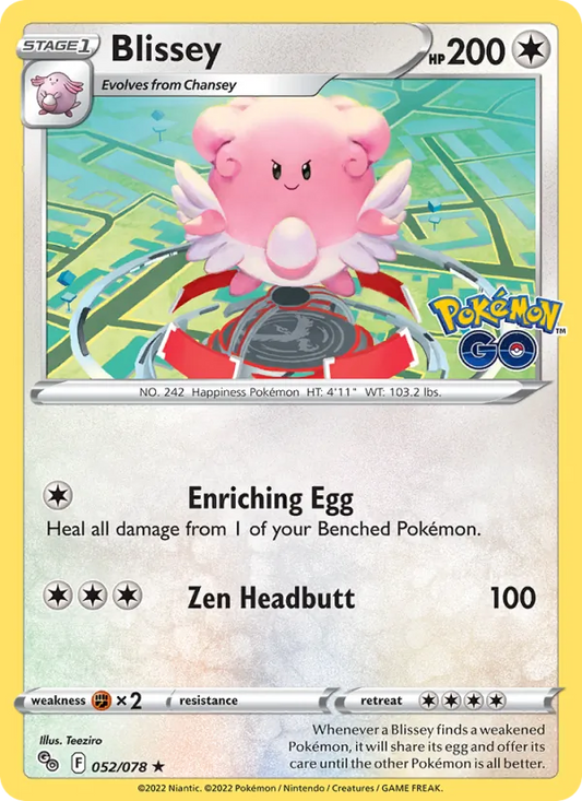 Blissey 052/078  - Reverse Holofoil Pokemon GO - Holo Rare