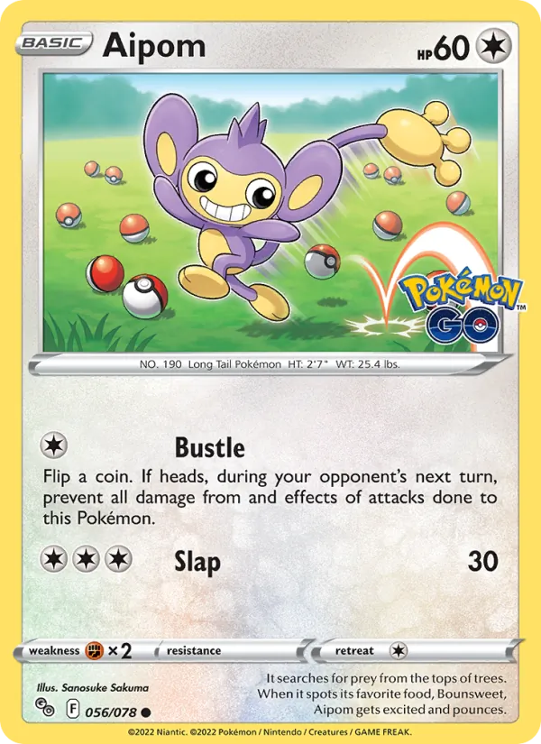 Aipom 056/078  - Reverse Holofoil Pokemon GO - Common