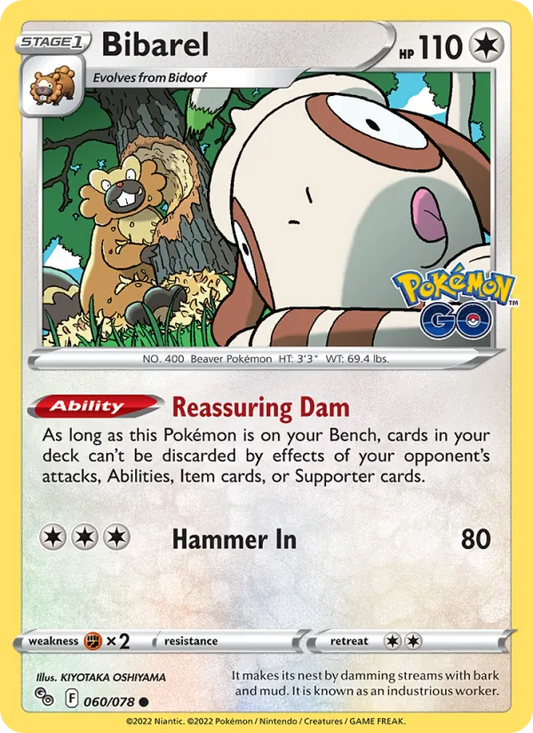 Bibarel 060/078  - Reverse Holofoil Pokemon GO - Common