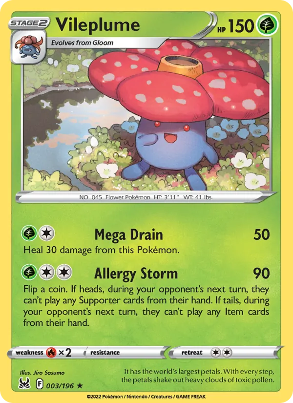Vileplume 003/196  - Holofoil SWSH11 Lost Origin - Holo Rare
