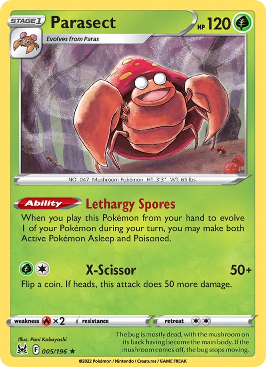 Parasect 005/196  - Reverse Holofoil SWSH11 Lost Origin - Rare