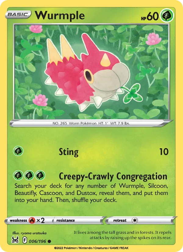Wurmple 006/196  - Reverse Holofoil SWSH11 Lost Origin - Common