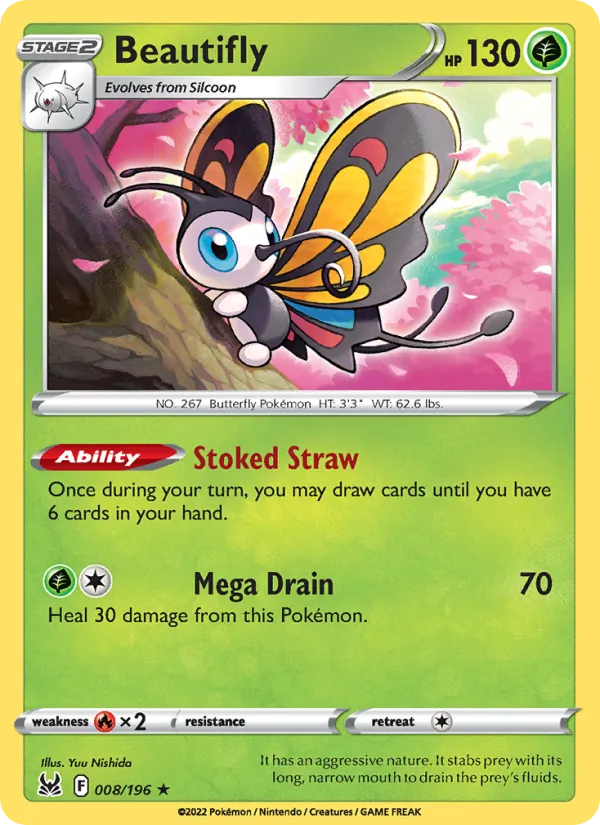 Beautifly 008/196  - Holofoil SWSH11 Lost Origin - Holo Rare