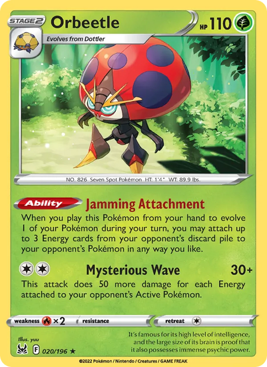 Orbeetle 020/196  - Reverse Holofoil SWSH11 Lost Origin - Holo Rare
