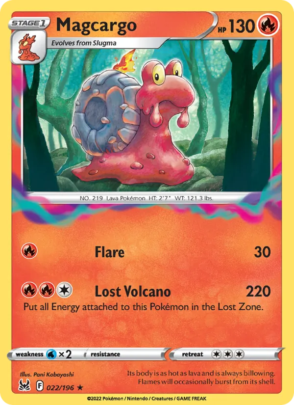 Magcargo 022/196  - Reverse Holofoil SWSH11 Lost Origin - Rare