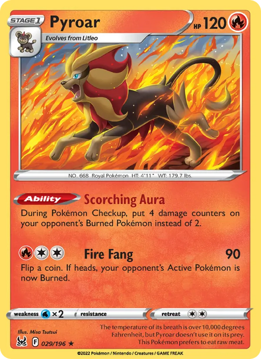 Pyroar 029/196  - Reverse Holofoil SWSH11 Lost Origin - Holo Rare