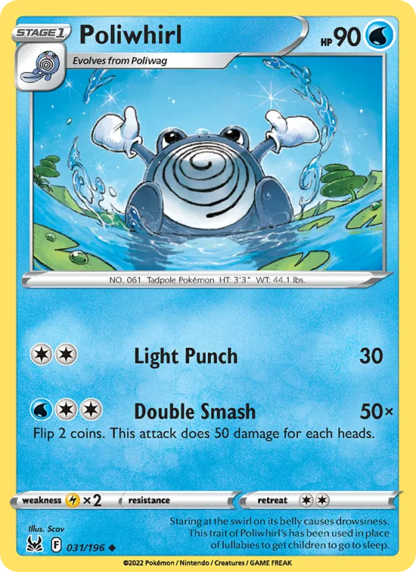 Poliwhirl 031/196  - Reverse Holofoil SWSH11 Lost Origin - Uncommon