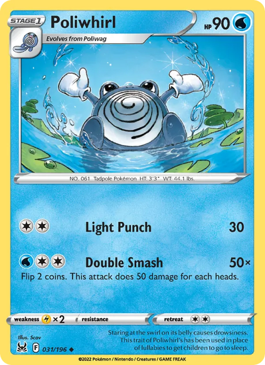 Poliwhirl 031/196  - Reverse Holofoil SWSH11 Lost Origin - Uncommon