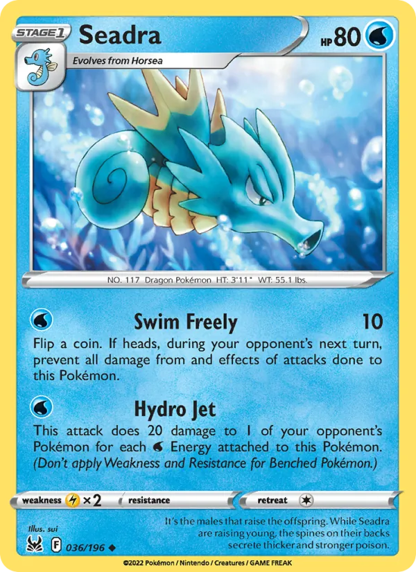 Seadra 036/196  - Reverse Holofoil SWSH11 Lost Origin - Uncommon