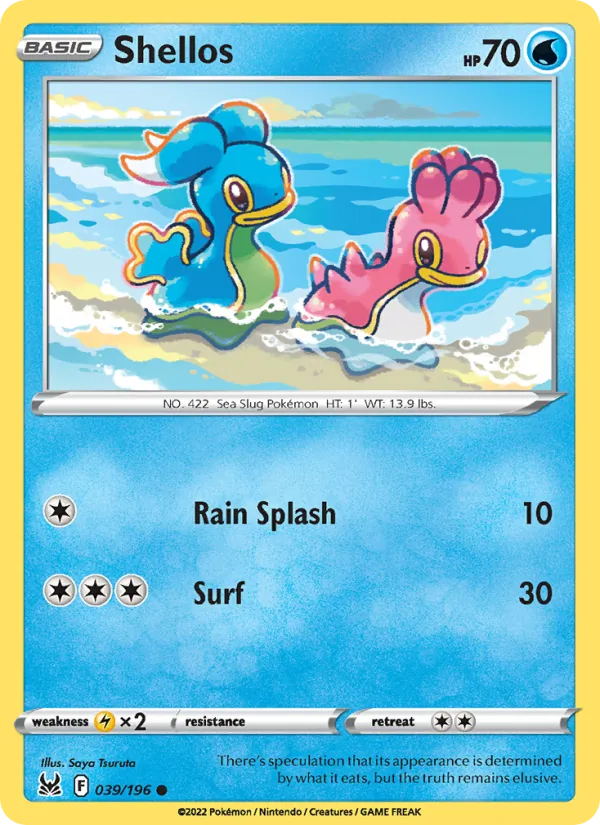Shellos 039/196  - Reverse Holofoil SWSH11 Lost Origin - Common
