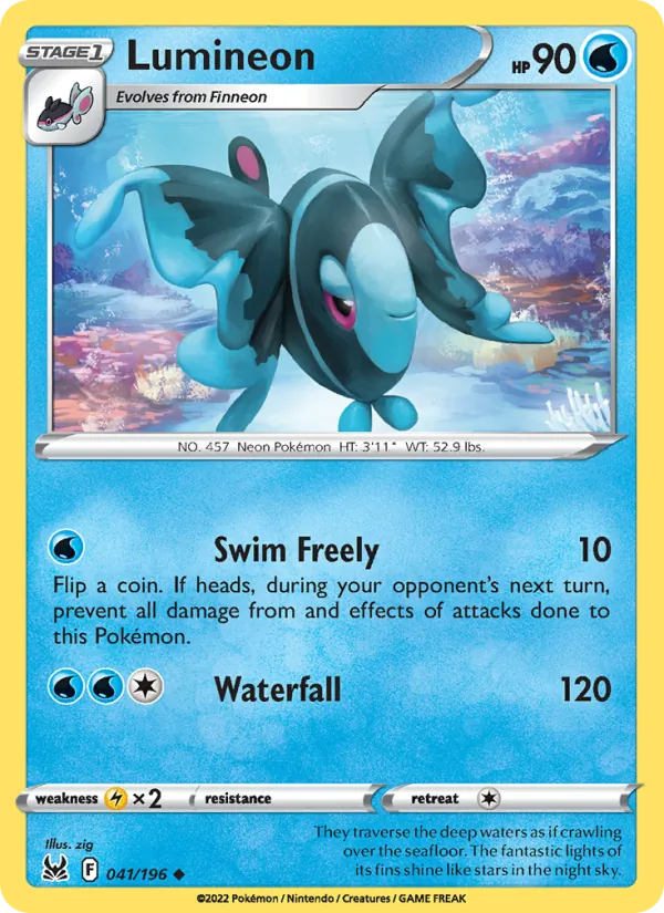 Lumineon 041/196  - Reverse Holofoil SWSH11 Lost Origin - Uncommon