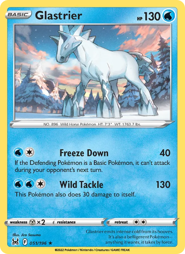 Glastrier 051/196  - Reverse Holofoil SWSH11 Lost Origin - Holo Rare