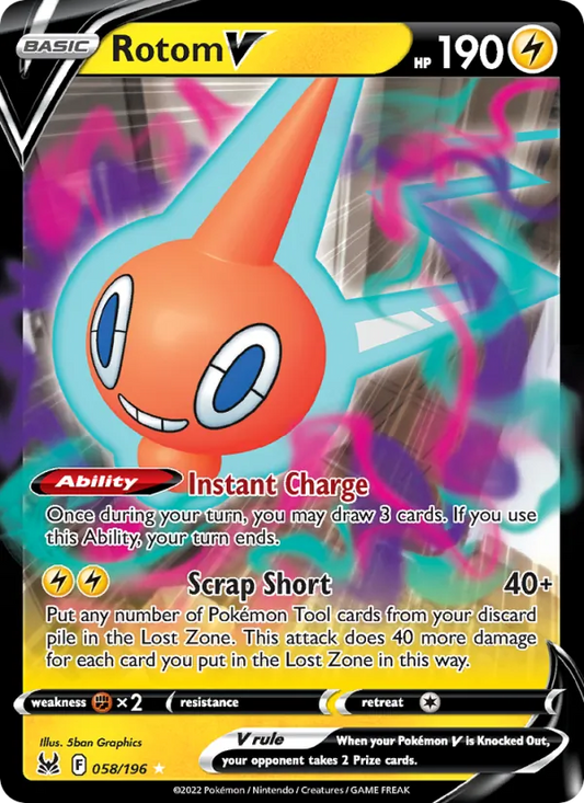 Rotom V 058/196  - Holofoil SWSH11 Lost Origin - Holo Rare VMAX