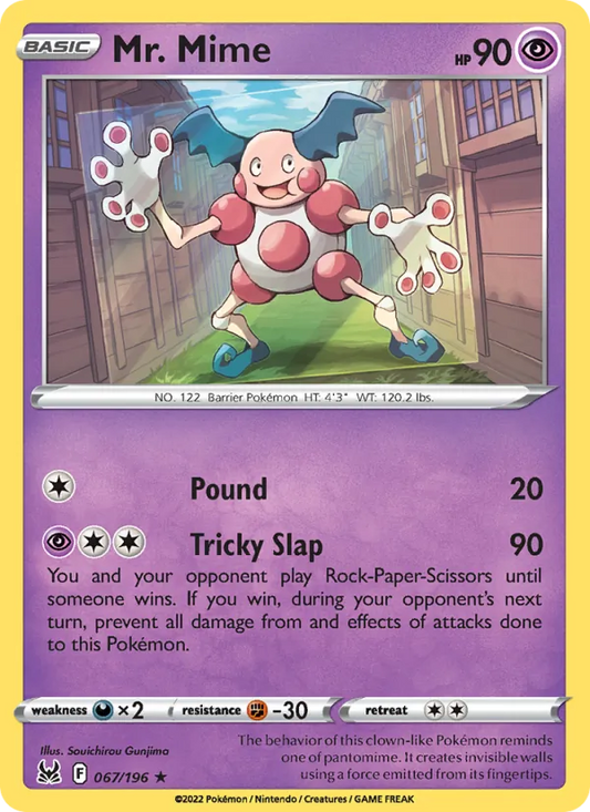 Mr. Mime 067/196  - Reverse Holofoil SWSH11 Lost Origin - Rare