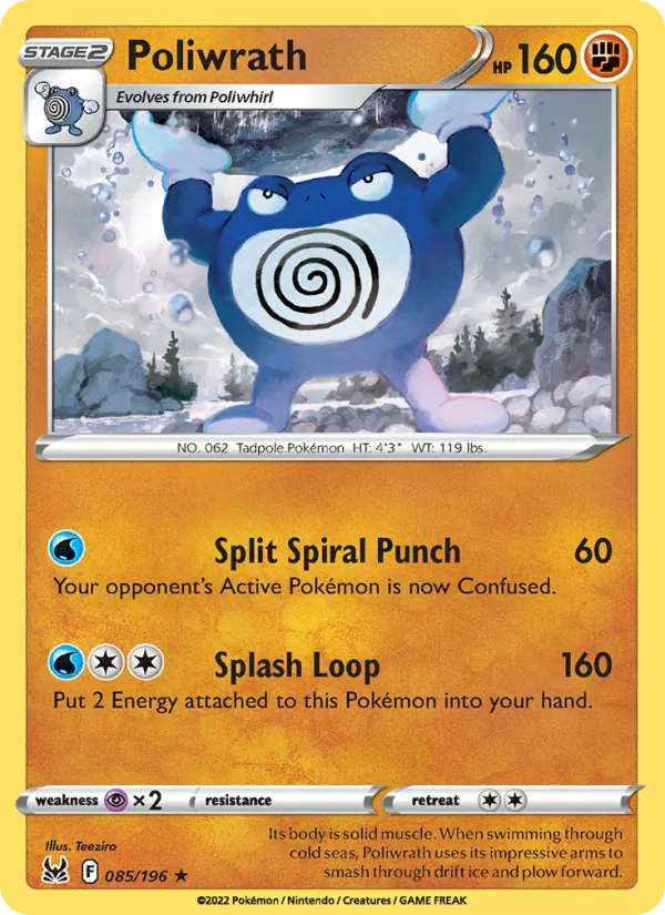 Poliwrath 085/196  - Reverse Holofoil SWSH11 Lost Origin - Rare