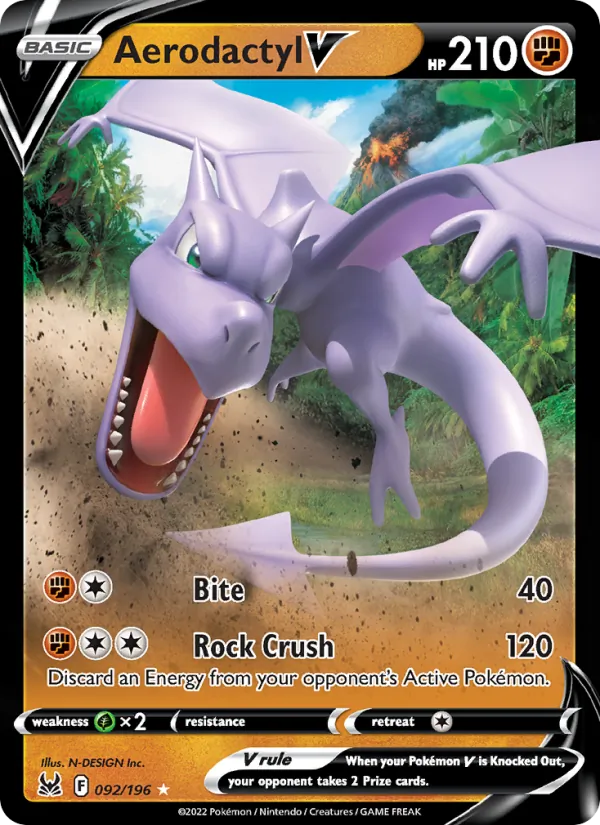 Aerodactyl V 092/196  - Holofoil SWSH11 Lost Origin - Holo Rare V