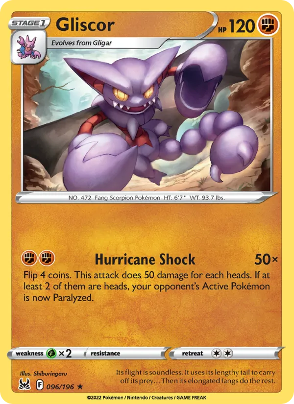 Gliscor 096/196  - Reverse Holofoil SWSH11 Lost Origin - Rare