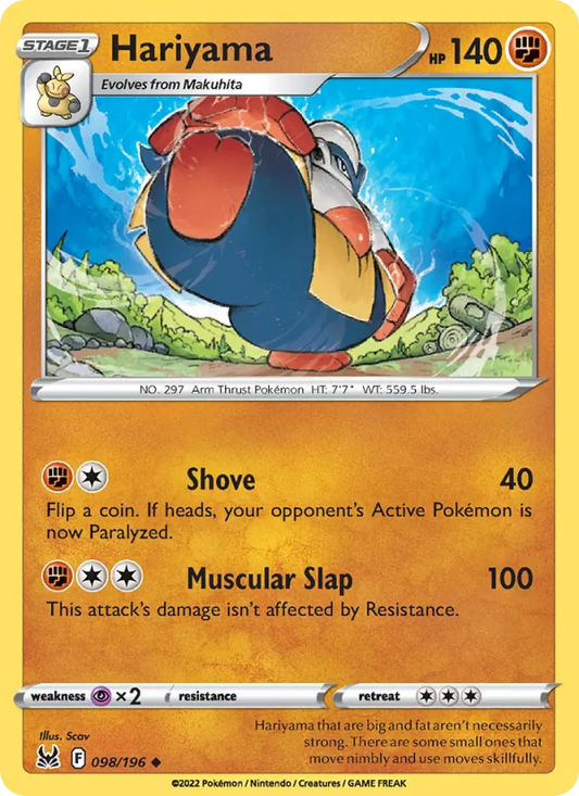 Hariyama 098/196  - Reverse Holofoil SWSH11 Lost Origin - Uncommon