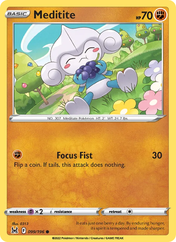 Meditite 099/196  - Reverse Holofoil SWSH11 Lost Origin - Common
