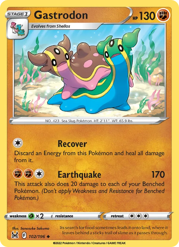 Gastrodon 102/196  - Reverse Holofoil SWSH11 Lost Origin - Uncommon
