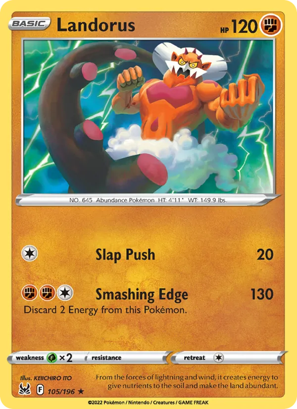 Landorus 105/196  - Reverse Holofoil SWSH11 Lost Origin - Rare