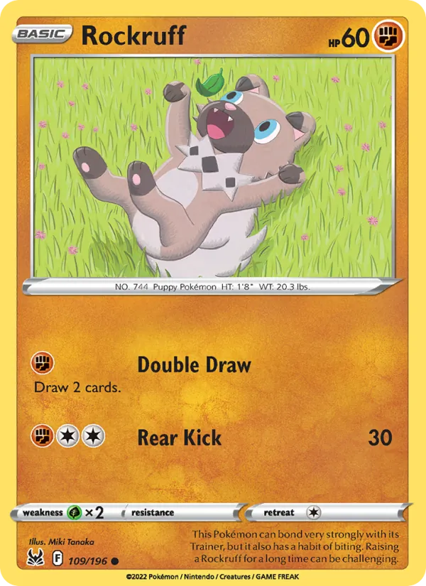 Rockruff 109/196  - Reverse Holofoil SWSH11 Lost Origin - Common
