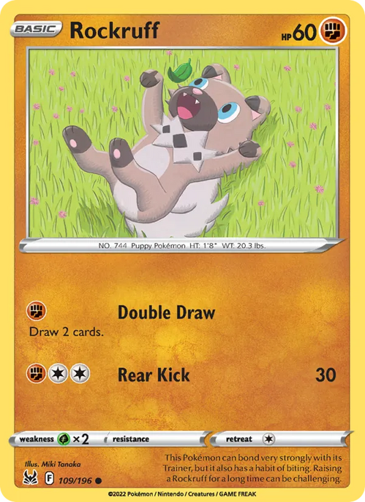 Rockruff 109/196  - Reverse Holofoil SWSH11 Lost Origin - Common