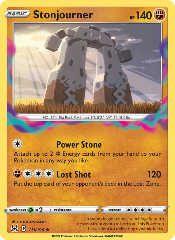 Stonjourner 111/196  - Reverse Holofoil SWSH11 Lost Origin - Rare