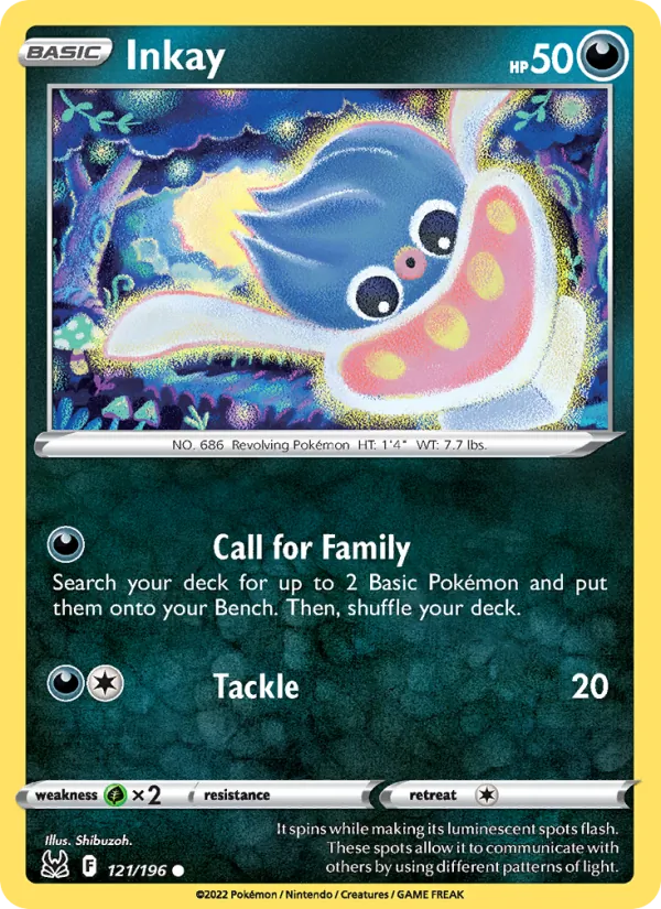 Inkay 121/196  - Reverse Holofoil SWSH11 Lost Origin - Common