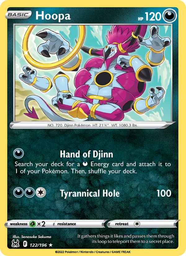 Hoopa 122/196  - Reverse Holofoil SWSH11 Lost Origin - Rare