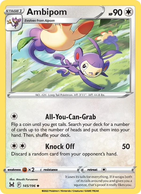 Ambipom 145/196  - Reverse Holofoil SWSH11 Lost Origin - Uncommon