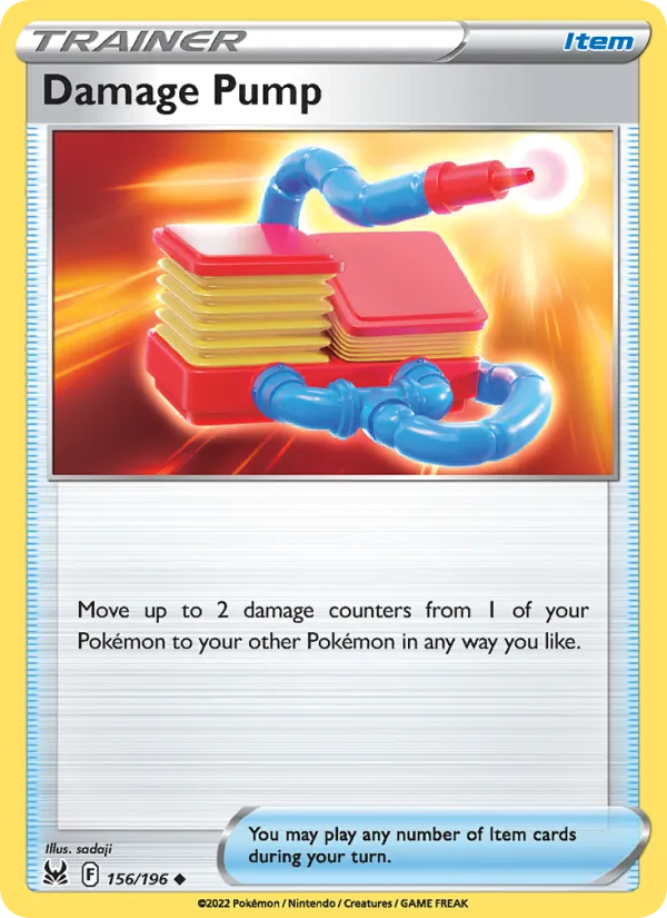 Damage Pump 156/196  - Reverse Holofoil SWSH11 Lost Origin - Uncommon