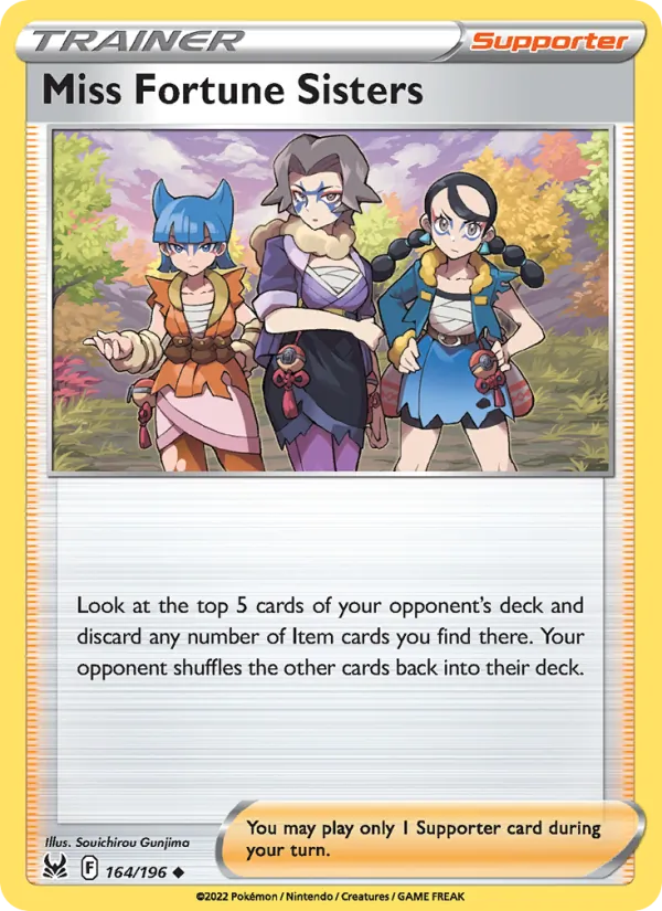 Miss Fortune Sisters 164/196  - Reverse Holofoil SWSH11 Lost Origin - Uncommon