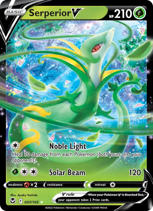 Serperior V 007/195  - Holofoil SWSH12 Silver Tempest - Holo Rare V