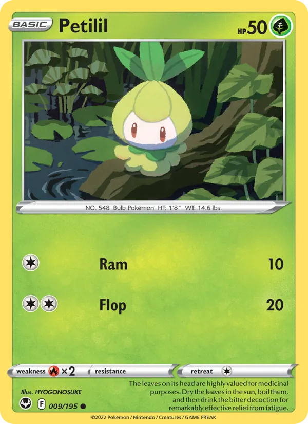 Petilil 009/195  - Reverse Holofoil SWSH12 Silver Tempest - Common
