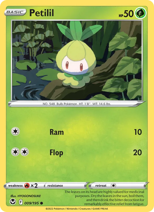 Petilil 009/195  - Reverse Holofoil SWSH12 Silver Tempest - Common