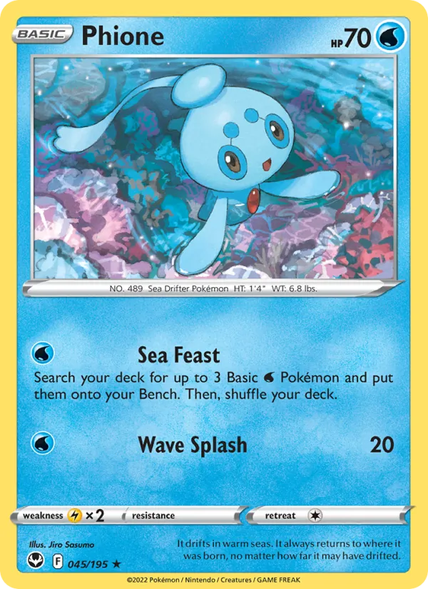 Phione 045/195  - Reverse Holofoil SWSH12 Silver Tempest - Rare