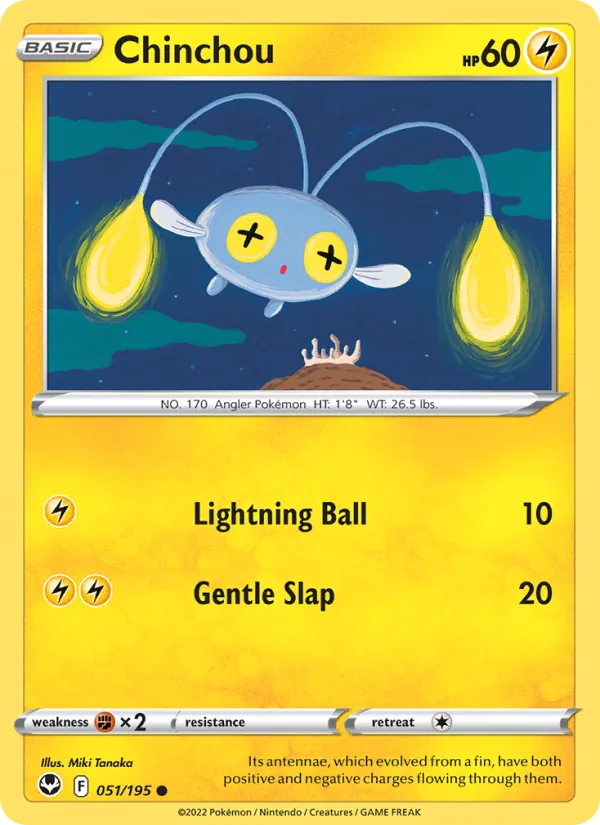 Chinchou 051/195  - Reverse Holofoil SWSH12 Silver Tempest - Common